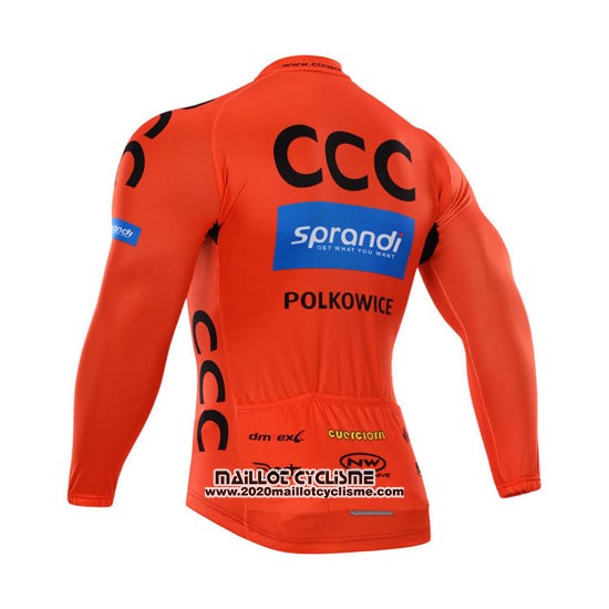 2015 Maillot Ciclismo CCC Noir et Orange Manches Longues et Cuissard